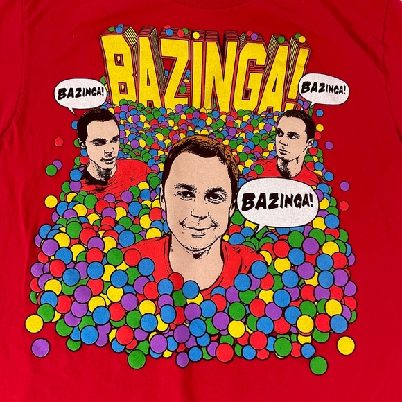 The Big Bang Theory Bazinga Sheldon Red Graphic Tee CW22 Ripple Junction Medium - Picture 4 of 8